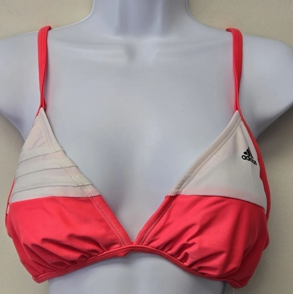 Adidas Cross Back bikini top Neon Red and White 12